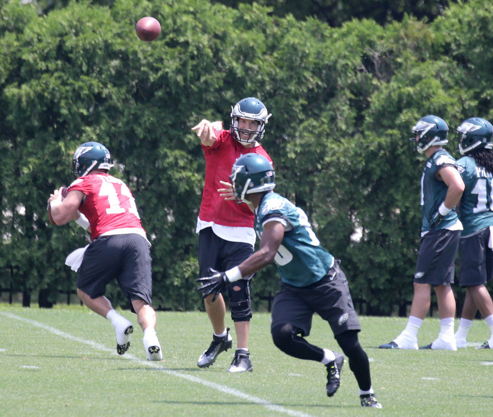 Sam Bradford Participates in 7-on-7 Drills At Eagles Practice